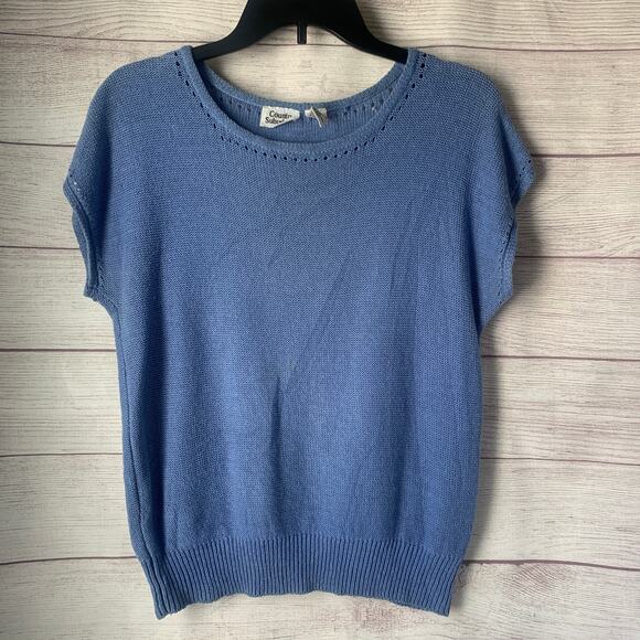 Vintage Country Suburbans Plaid Lightweight Blazer Shirt Blue Sweater Size 12 - Picture 6 of 16